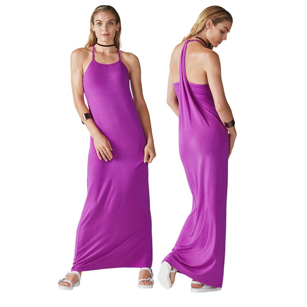 Fabletics‎ Women's Freesia Purple Racerback Sleeveless Neema Maxi Dress Size L
